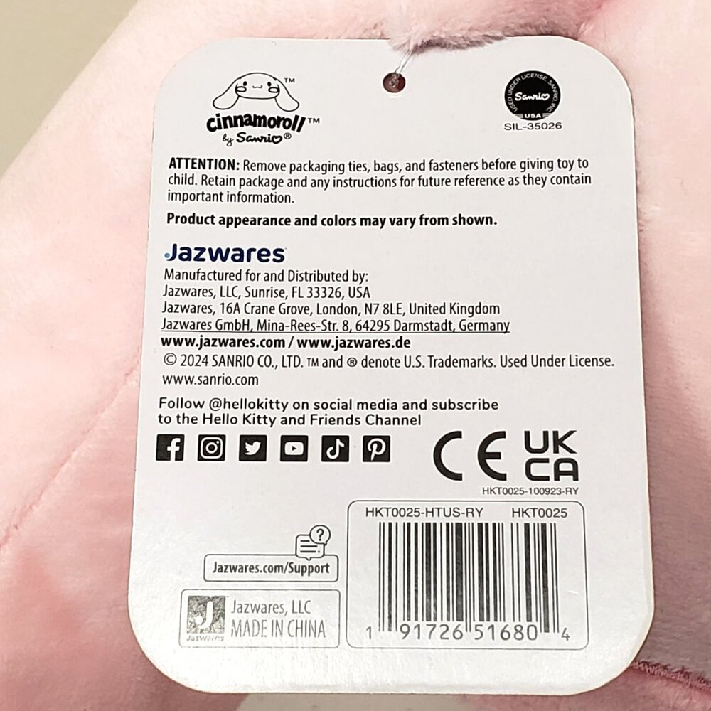 Sanrio Hello Kitty & Friends Cinnamoroll Pink Monochrome 2024 Jazwares Plush - Picture 5 of 7